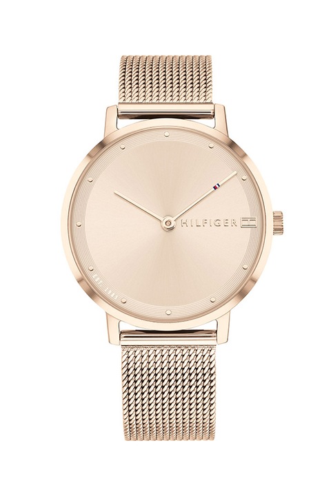 Tommy Hilfiger, Ceas cu bratara cu model plasa, Auriu rose