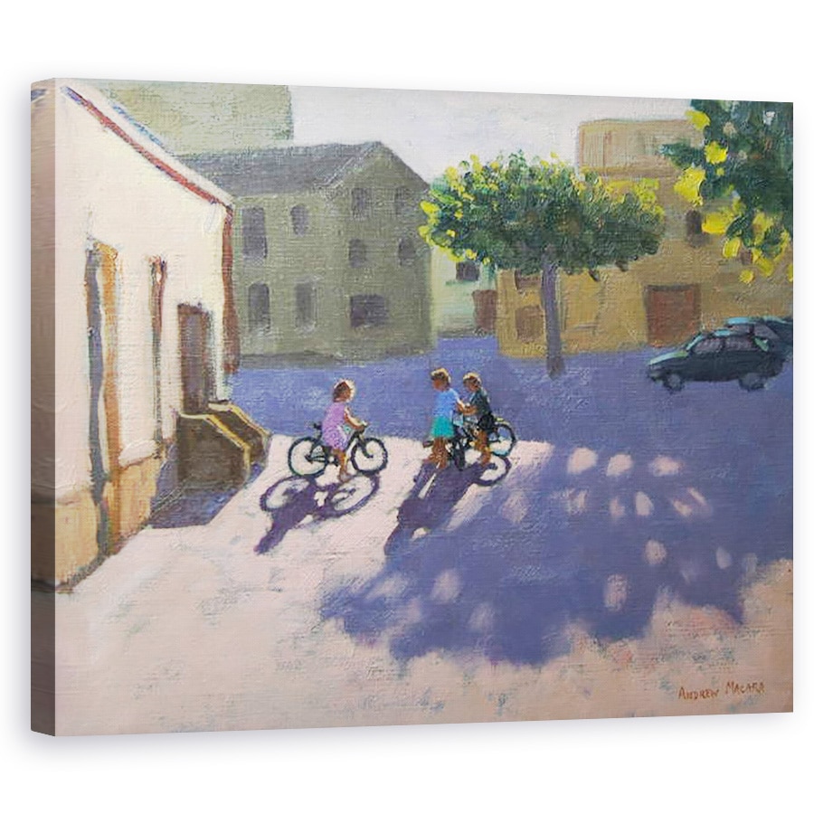 Tablou canvas - Andrew Macara - Trei copii cu biciclete, 60 x 75 cm