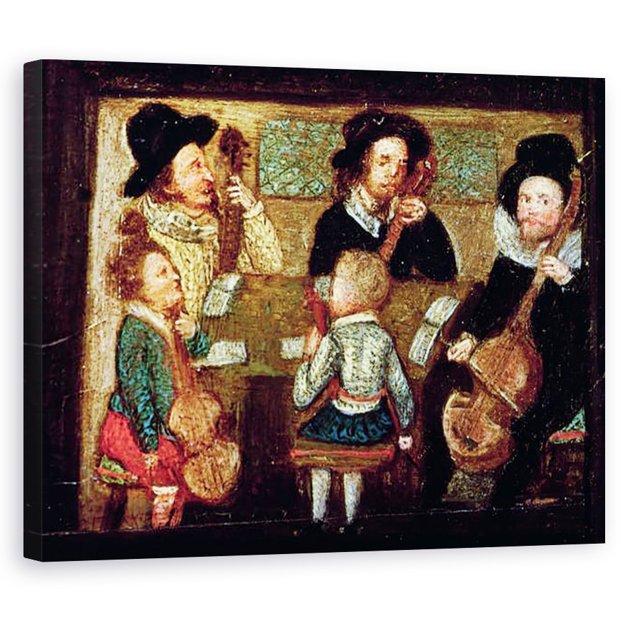 Tablou canvas - Scoala Engleza - Muzicieni la Wadley House, detaliu de la Viata si moartea lui Sir Henry Unton 1557-96, 60 x 75 cm