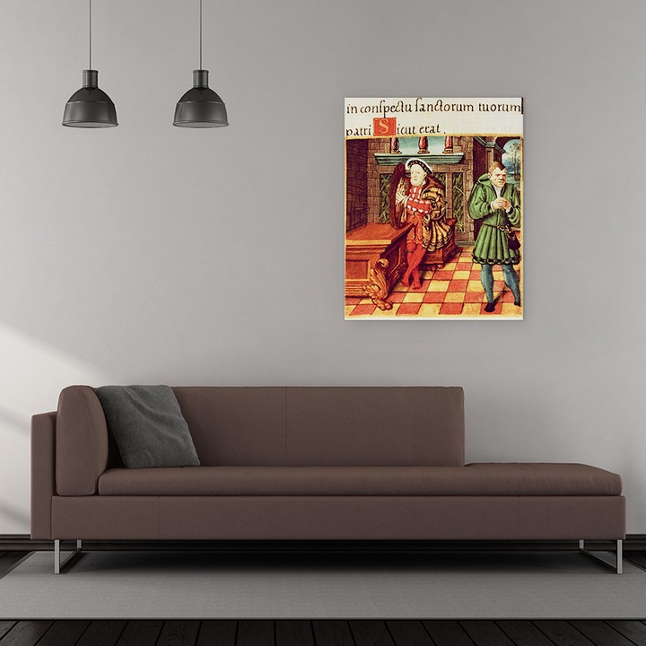 Tablou canvas - Scoala Engleza - Henry al VIII-lea cantand la harpa cu prostul lui Wil Somers, 40 x 50 cm