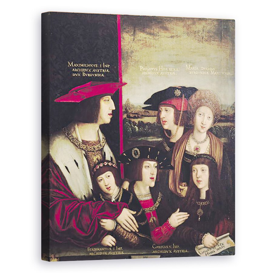 Tablou canvas - Bernhard Strigel - imparatul Maximilian I 1493-1519 cu sotia sa Maria de Burgundia, 60 x 75 cm