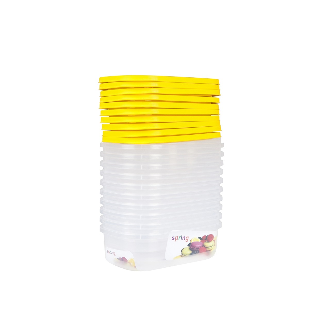 Set 10 cutii alimente, dreptunghiulare, 2,7 litri, Spring, galbene