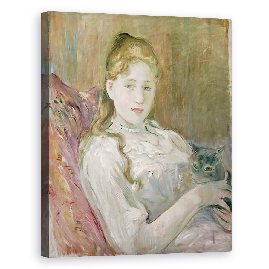 Tablou canvas - Berthe Morisot - Tanara fata cu pisica, 40 x 50 cm