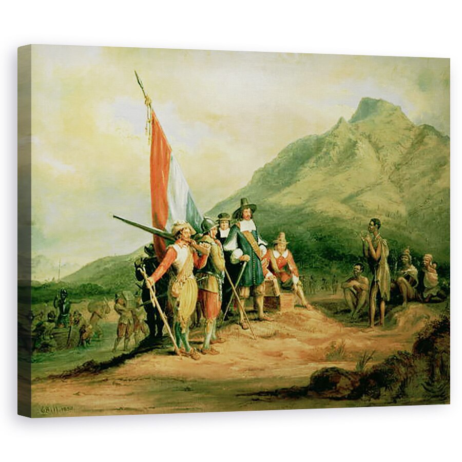 Tablou canvas - Charles Bell - Aterizarea lui Jan van Riebeeck 1619-77 6 aprilie 1652, 40 x 50 cm