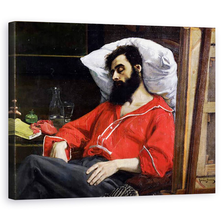 Tablou canvas - Charles Emile Auguste Carolus-Duran - The Convalescent, sau The Wounded Man, detaliu taiat de artistul din Vizita la convalescenta, 40 x 50 cm
