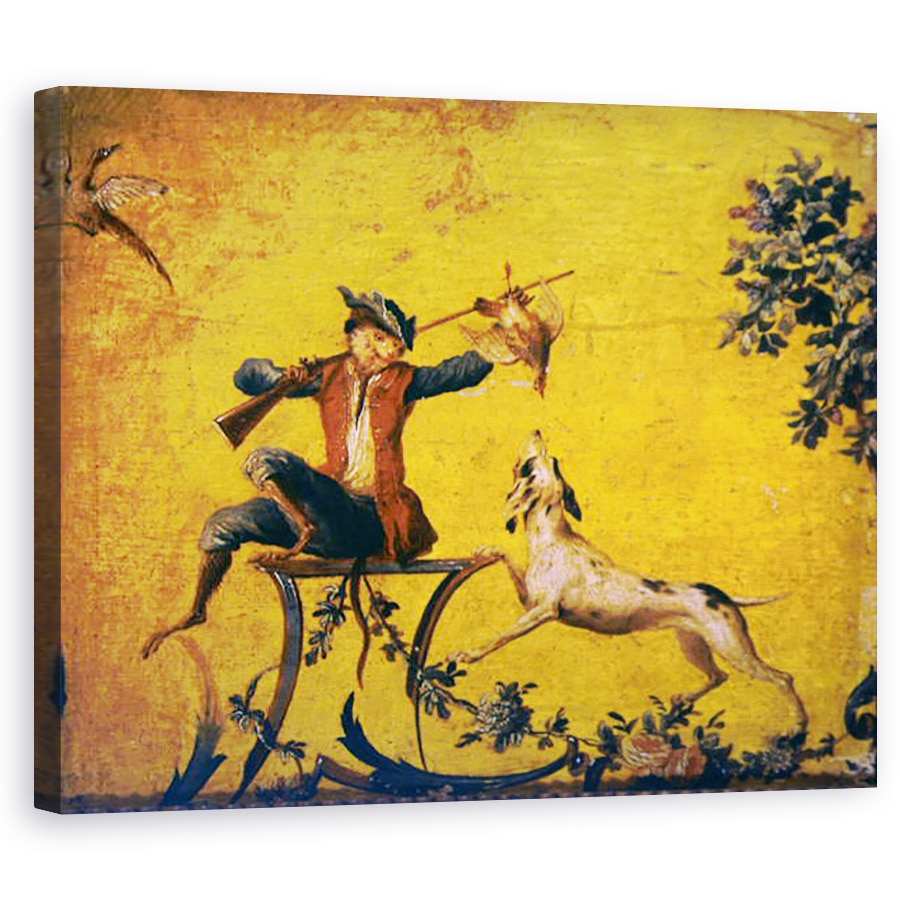 Tablou canvas - Christophe Huet - Vanator maimuta si caine de vanatoare, 40 x 50 cm