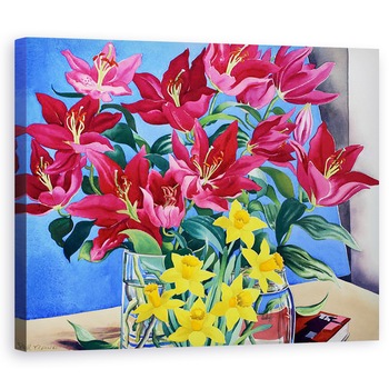 Tablou canvas - Christopher Ryland - Crini magenta si narcise, 60 x 75 cm Tablou canvas - Christopher Ryland - Crini magenta si narcise, 60 x 75 cm