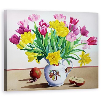 Tablou canvas - Christopher Ryland - Lalele in ulcior cu mere, 60 x 75 cm Tablou canvas - Christopher Ryland - Lalele in ulcior cu mere, 60 x 75 cm