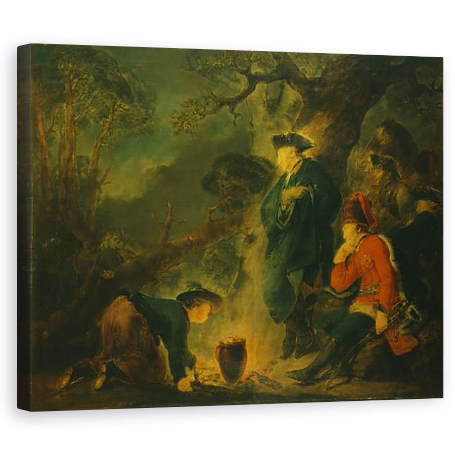 Tablou canvas - Christian Bernhard Rode - Frederic cel Mare si generalul von Ziethen in drum spre batalia de la Torgau, 40 x 50 cm