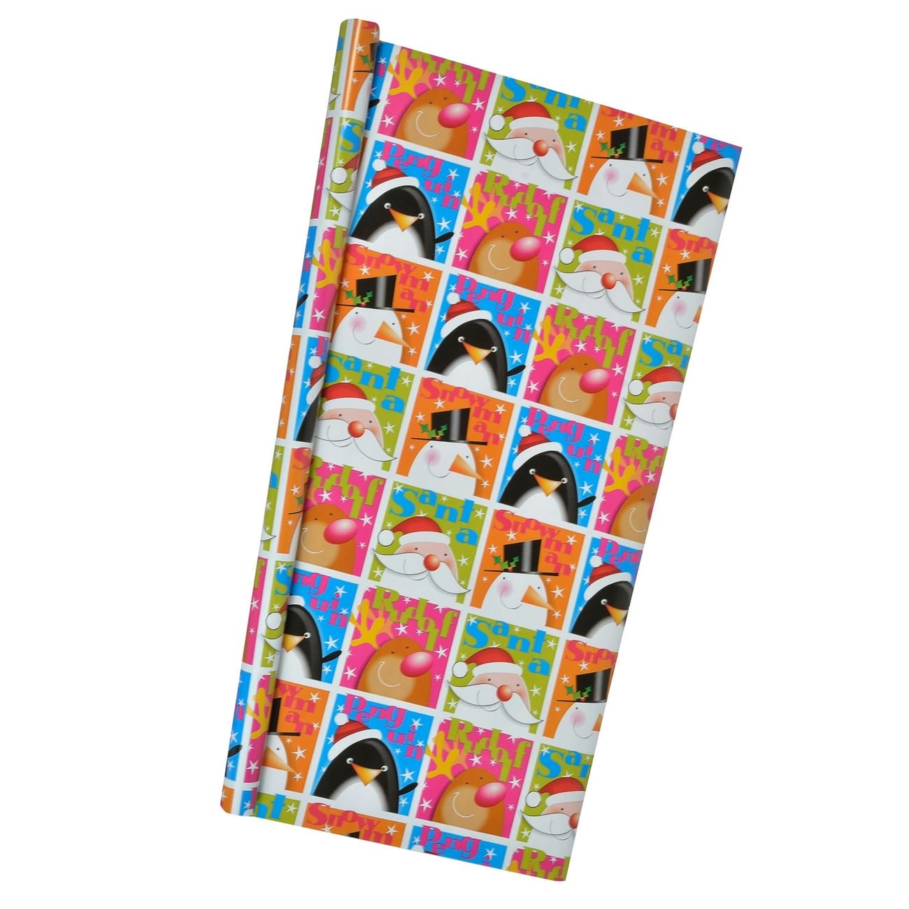 Rola hartie pentru cadouri Craciun cu imprimeu pinguin si Om de Zapada, Maison du Paradis, 70 x 150 cm