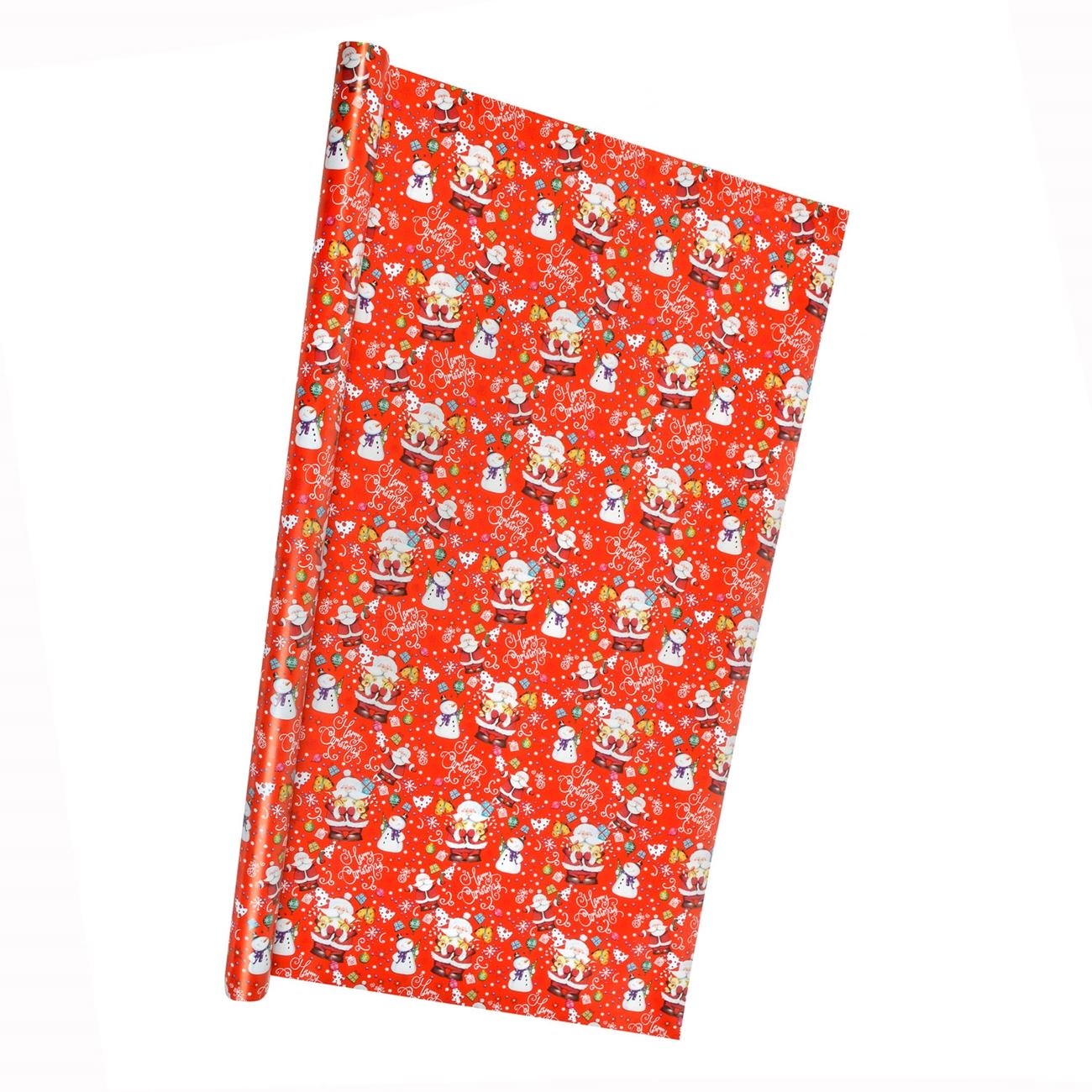 Hartie impachetata cadouri cu imprimeu Om de Zapada si Mos craciun, Maison du Paradis, 70 x 150 cm