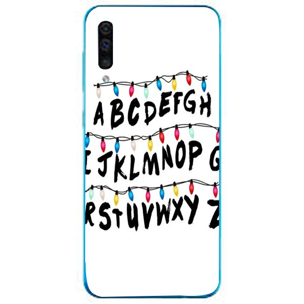 Husa din Silicon, ABCD White pentru Samsung Galaxy A50, Multicolor