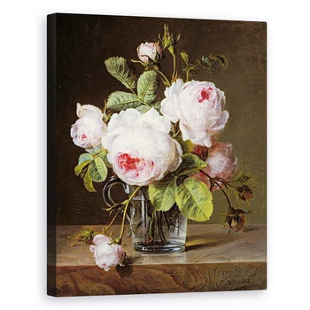 Tablou canvas - Cornelis van Spaendonck - Trandafiri intr-o vaza de sticla pe o margine, 80 x 100 cm Tablou canvas - Cornelis van Spaendonck - Trandafiri intr-o vaza de sticla pe o margine, 80 x 100 cm