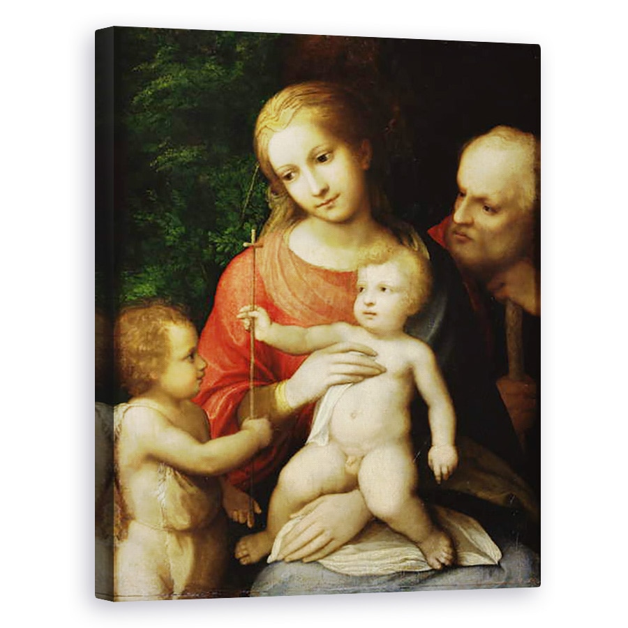 Tablou canvas - Correggio - Fecioara si Pruncul inconjurat de Sfantul Ioan Botezatorul si Sfantul Iosif, 60 x 75 cm