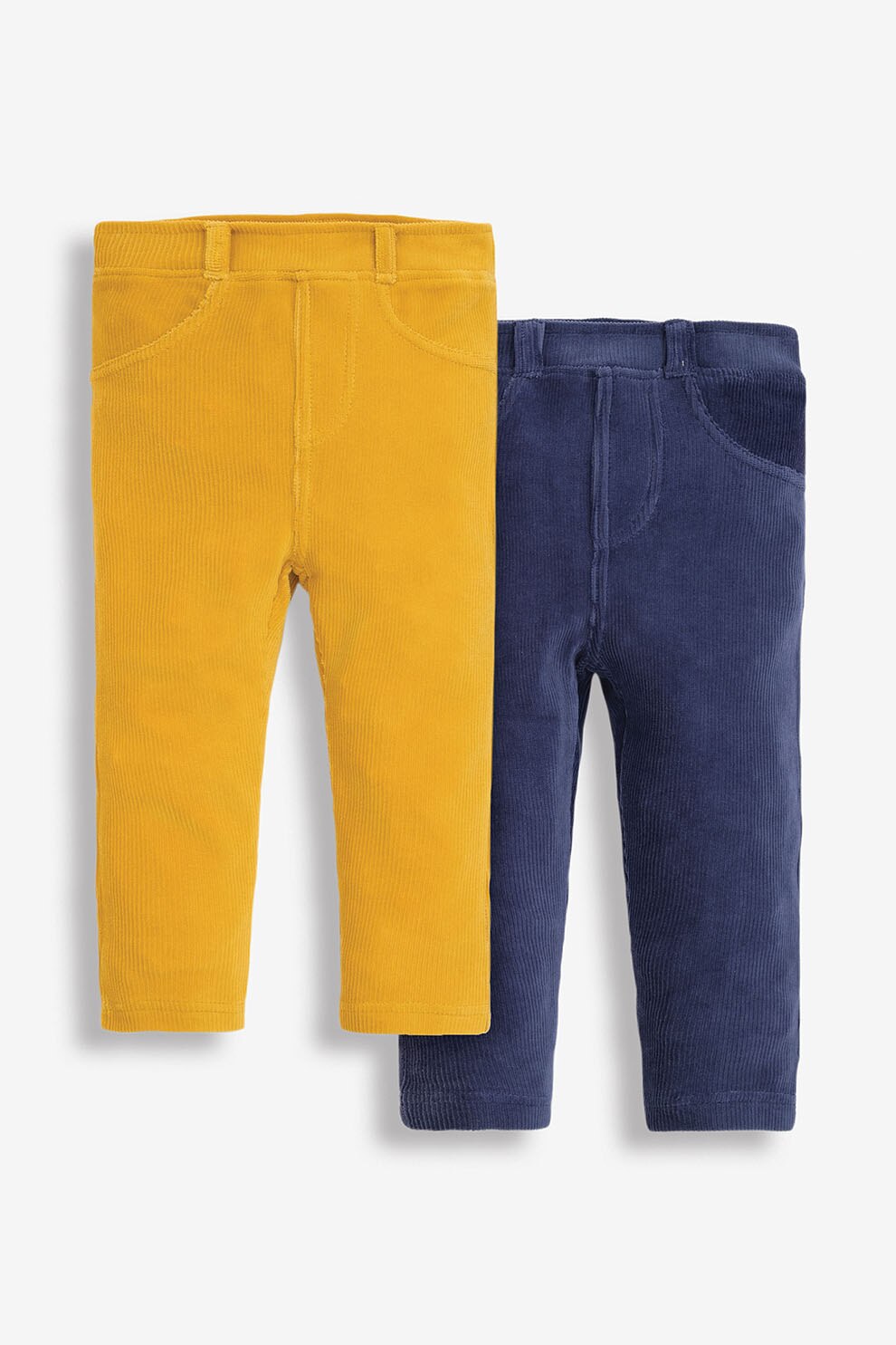 JoJo Maman Bebe, Set de pantaloni din reiat - 2 perechi, Galben mustar/Bleumarin