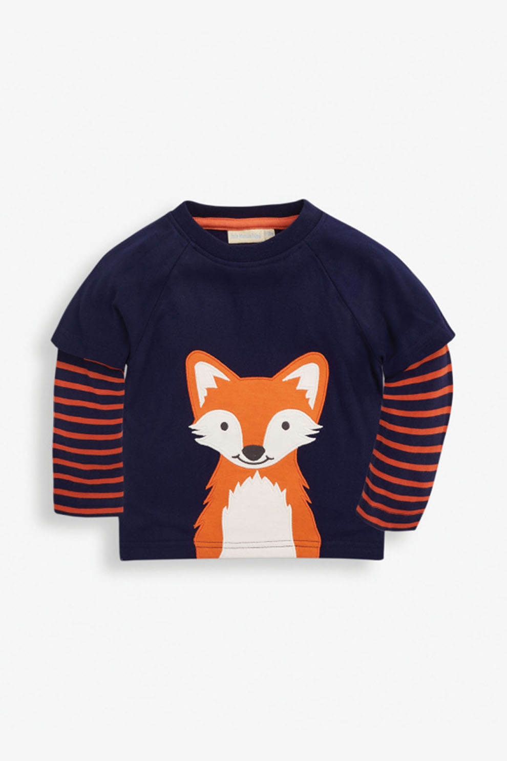 JoJo Maman Bebe, Bluza cu maneci raglan si detalii brodate, Bleumarin/Oranj