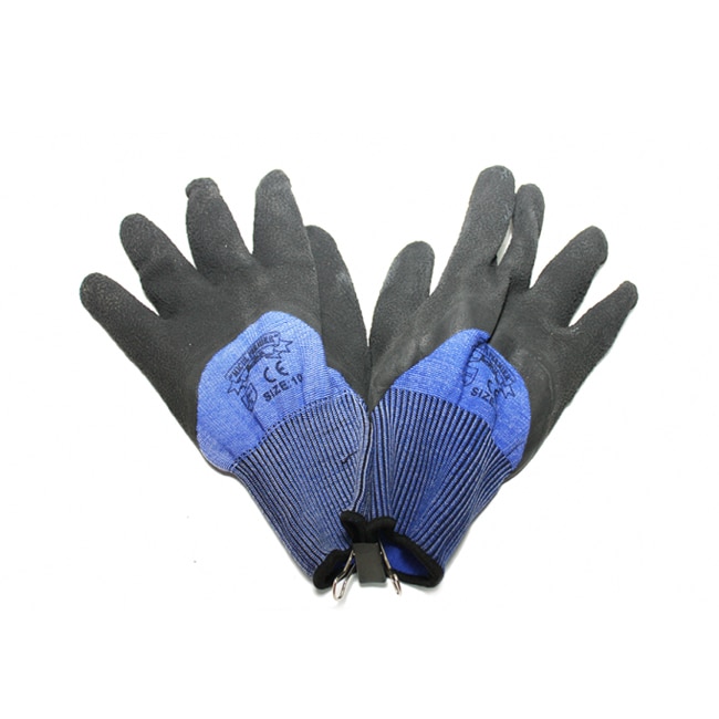 Manusi de protectie universale Micul Fermier, din material textil si PVC, albastru/negru