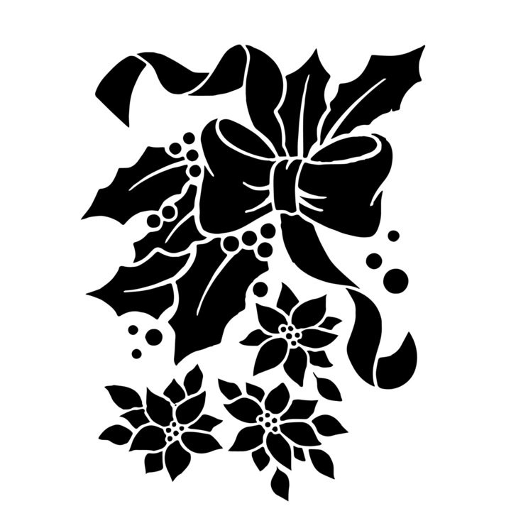 Sablon decorativ Craciunita, reutilizabil, plastic, maro, A4