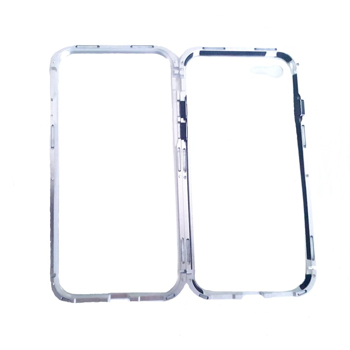 Husa de protectie Soho cu prindere magnetica pentru Samsung Galaxy S9, Argintiu-Transparent