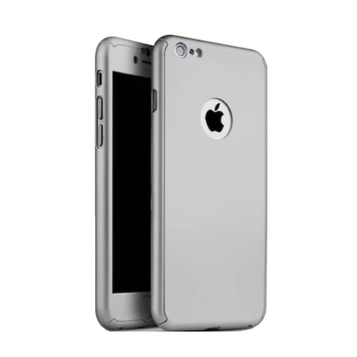 Калъф FullBody MyStyle Silver за Apple iPhone SE2, пълно покритие на 360 градуса с безплатно защитно фолио