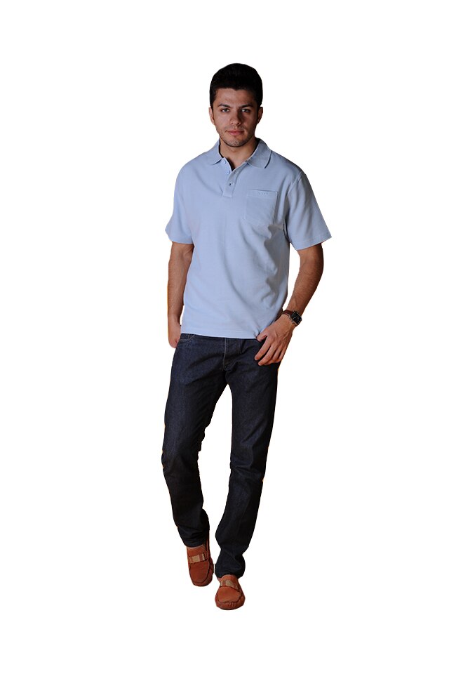Tricou cu guler pentru barbati, Tuareg, Model 3, Bleu deschis