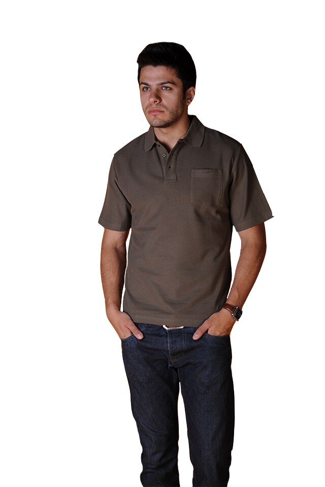 Tricou cu guler pentru barbati, Tuareg, Model 3, Maro
