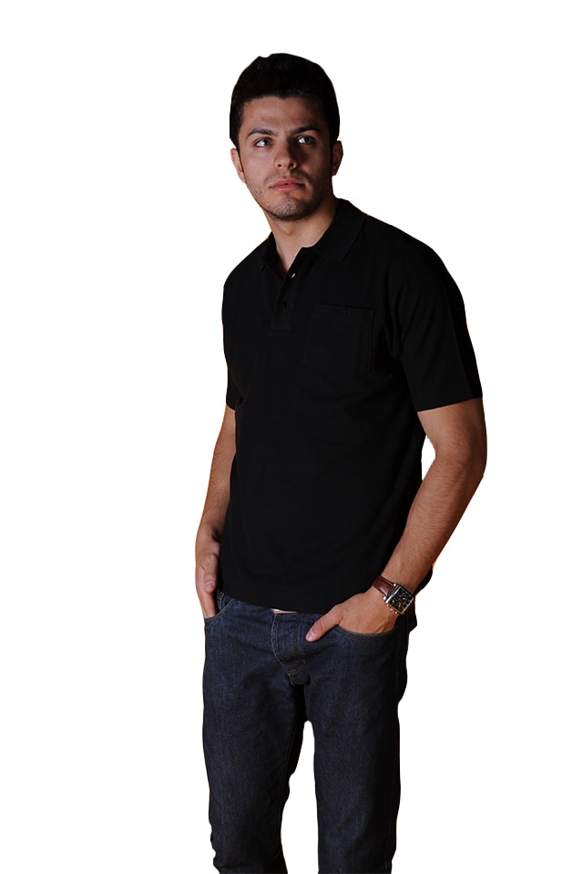 Tricou cu guler pentru barbati, Tuareg, Model 3, Negru