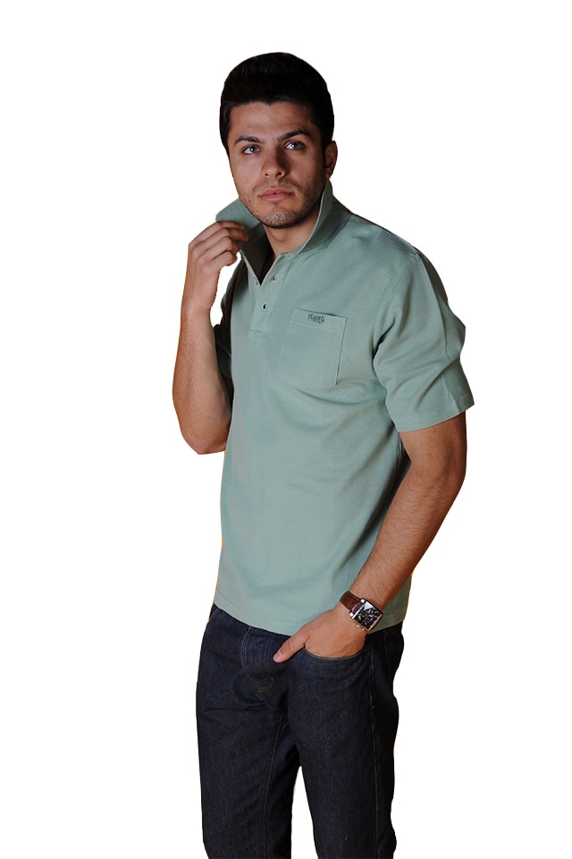 Tricou cu guler pentru barbati, Tuareg, Model 3, Vernil