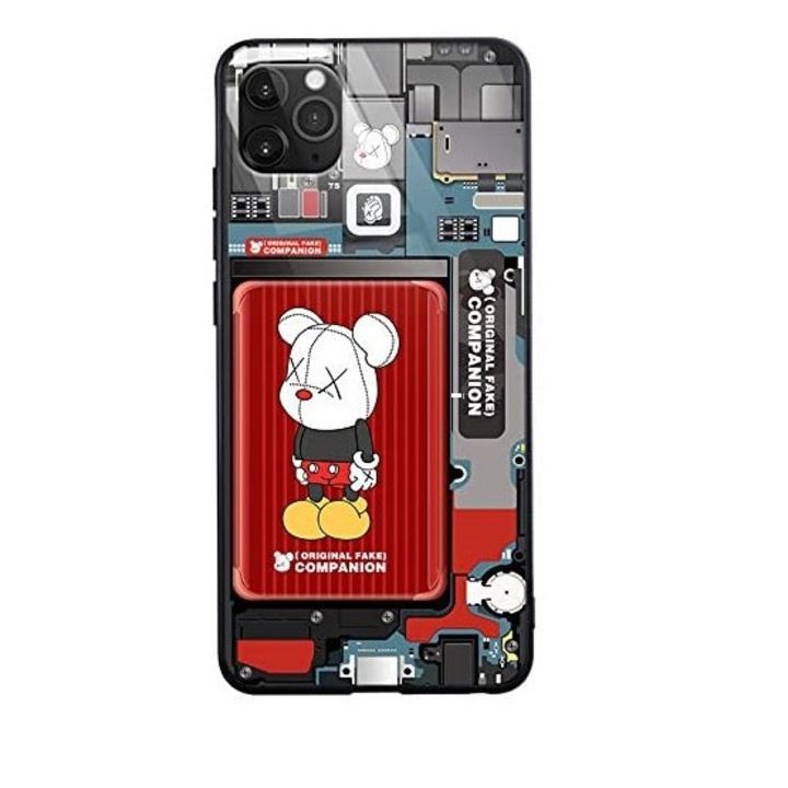 Husa cu iluminare LED AlianX, Pentru iPhone 11, Model Mickey Mouse