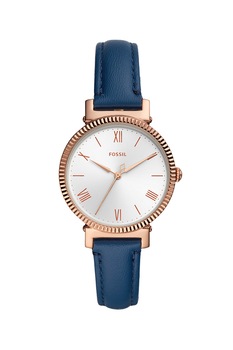 Fossil, Ceas quartz cu o curea din piele Daisy, Albastru inchis Fossil, Ceas quartz cu o curea din piele Daisy, Albastru inchis