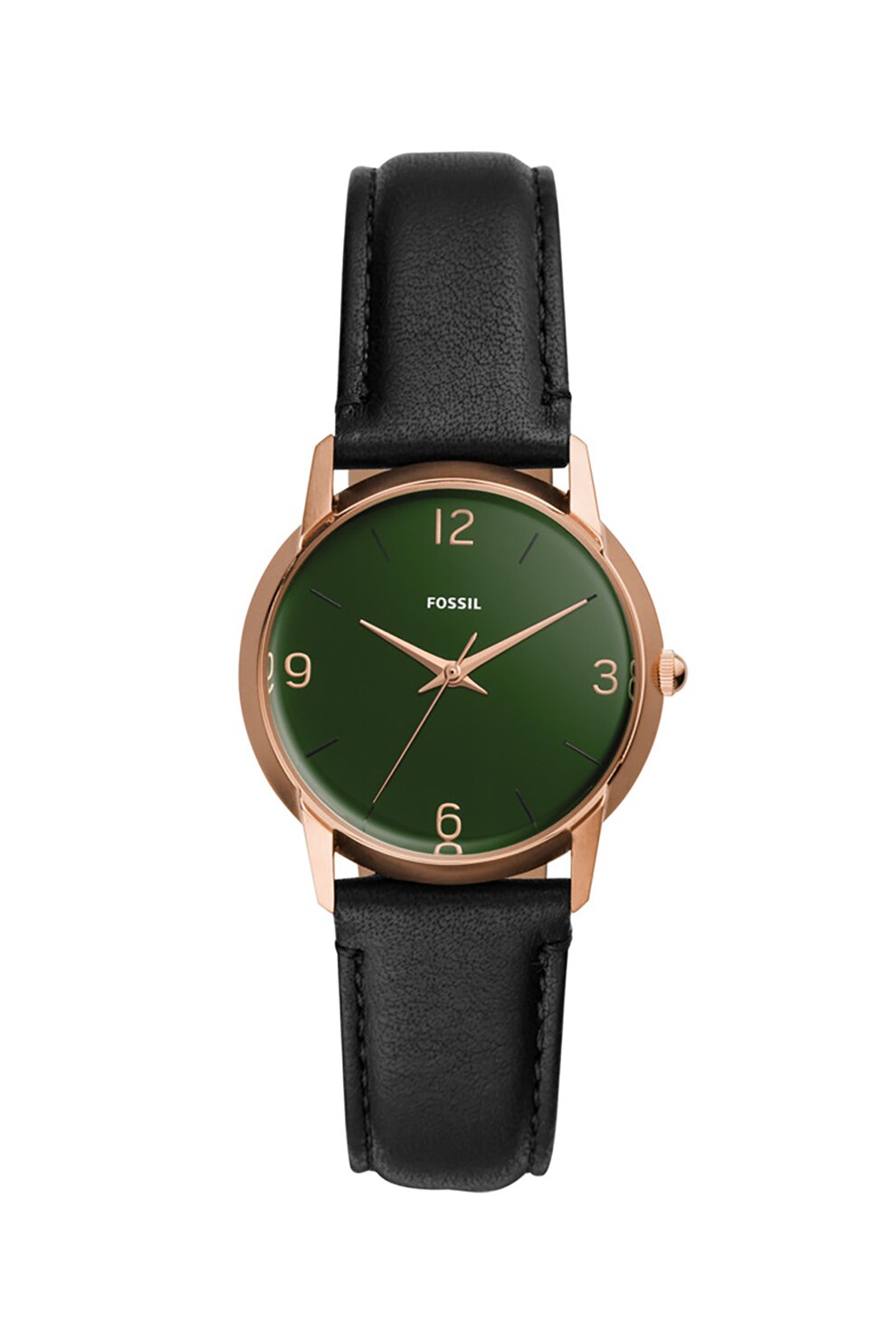 Fossil, Ceas analog cu o curea din piele Mood, Negru