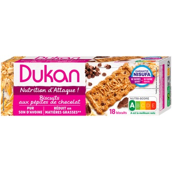 Biscuiti din tarate de ovaz cu ciocolata, fara zahar, dieta Dukan, 225g Biscuiti din tarate de ovaz cu ciocolata, fara zahar, dieta Dukan, 225g