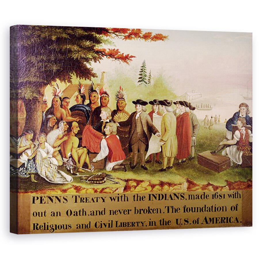 Tablou canvas - Edward Hicks - Tratatul Penn cu indienii in 1682, 60 x 75 cm