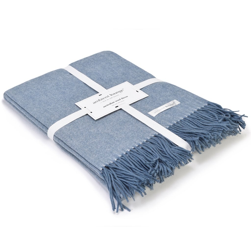 Patura din lana merino, Ambient Lounge Blue Mist, Bleu