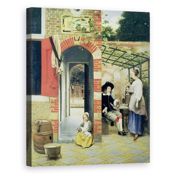 Tablou canvas - Pieter de Hooch - Curtea unei case din Delft, 60 x 75 cm Tablou canvas - Pieter de Hooch - Curtea unei case din Delft, 60 x 75 cm