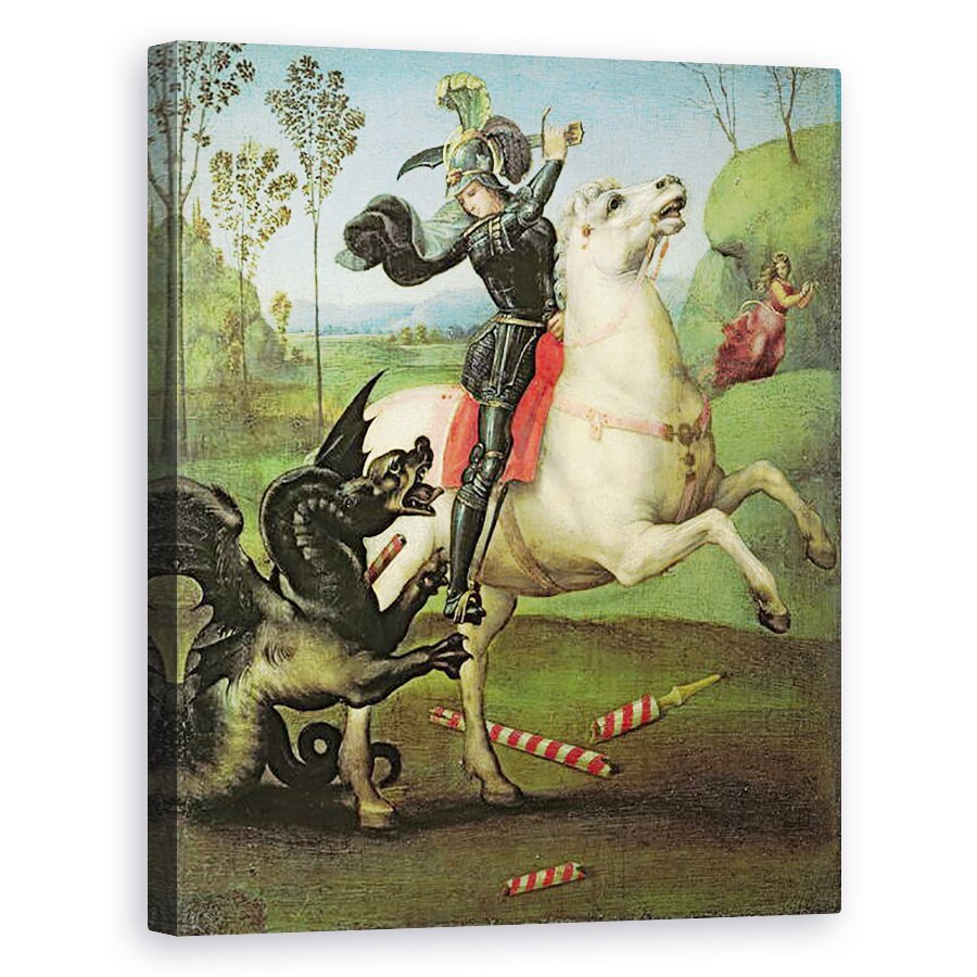 Tablou canvas - Raphael - Sfantul Gheorghe se lupta cu dragonul, 40 x 50 cm