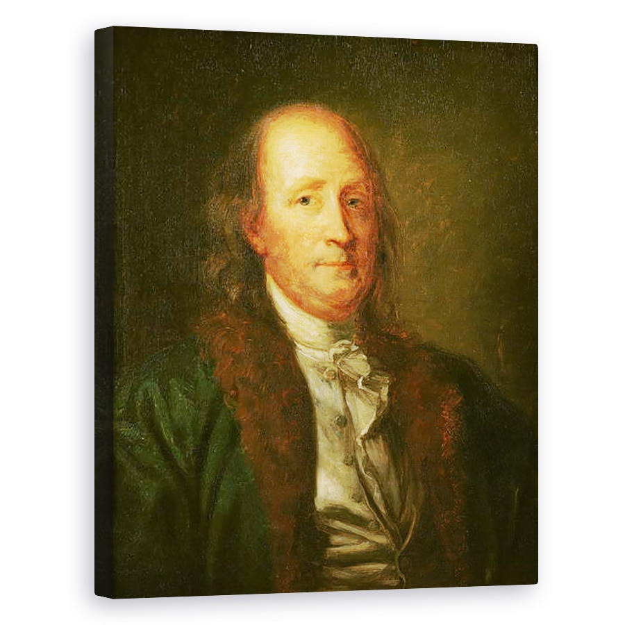 Tablou canvas - George Peter Alexander Healy - Portretul lui Benjamin Franklin 1706-90, 60 x 75 cm