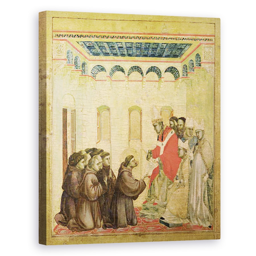 Tablou canvas - Giotto di Bondone - Papa Inocent III 1160-1216 Aprobarea Regulii, de la panoul predella de la Sf. Francisc Primirea Stigmatelor, 60 x 75 cm