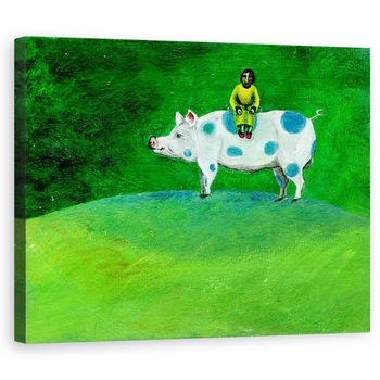 Tablou canvas - Gigi Sudbury - Porcul meu cu pete albastre m-a luat acasa, 60 x 75 cm Tablou canvas - Gigi Sudbury - Porcul meu cu pete albastre m-a luat acasa, 60 x 75 cm