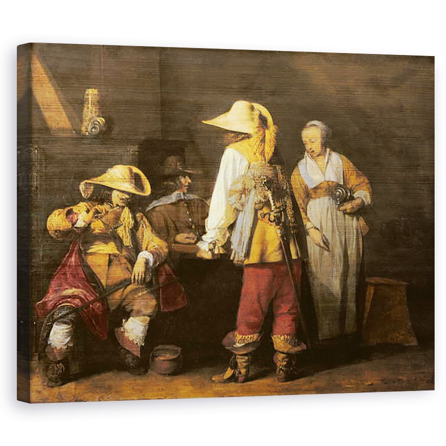 Tablou canvas - Gerard ter Borch - Interiorul unui han, 80 x 100 cm