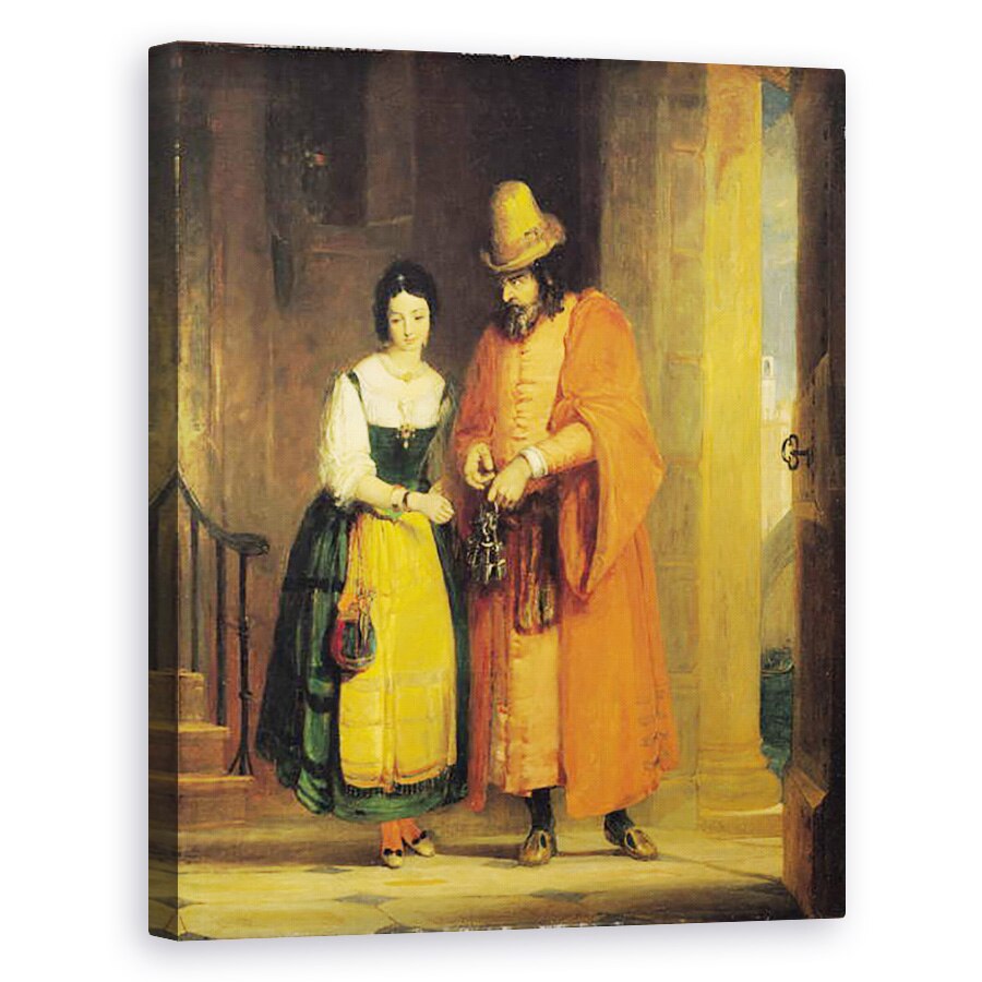 Tablou canvas - Gilbert Stuart Newton - Shylock si Jessica din Negustorul Venetiei, Actul II, Scena ii, 80 x 100 cm