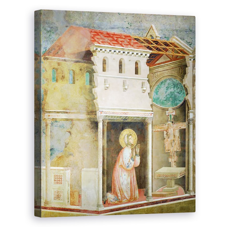 Tablou canvas - Giotto di Bondone - Sfantul Francisc se roaga in Biserica San Damiano, 40 x 50 cm