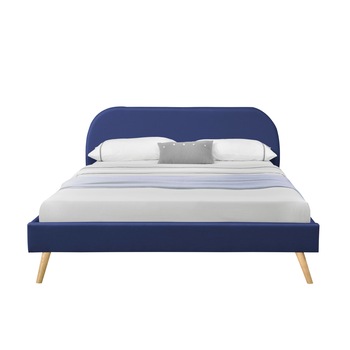 Pat tapitat Elvas LB160, Corium, 213 x 173 x 85 cm, textil/lemn, albastru, dublu Pat tapitat Elvas LB160, Corium, 213 x 173 x 85 cm, textil/lemn, albastru, dublu