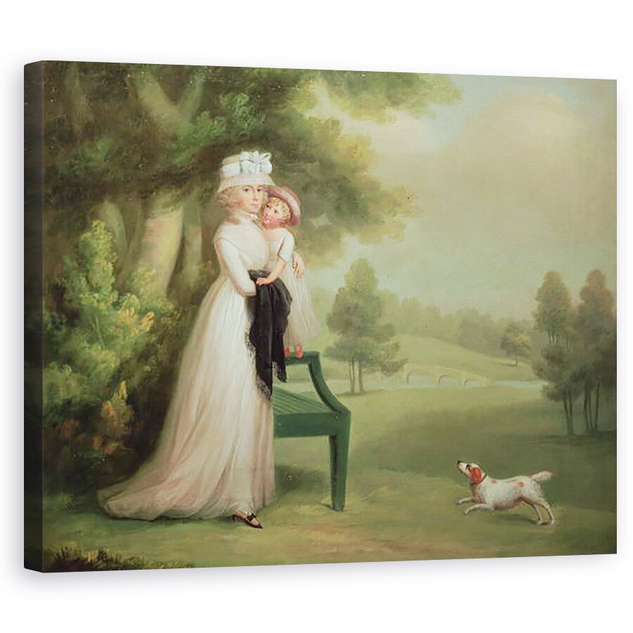 Tablou canvas - Richard Cosway - Femeie si Copil in parc, 60 x 75 cm