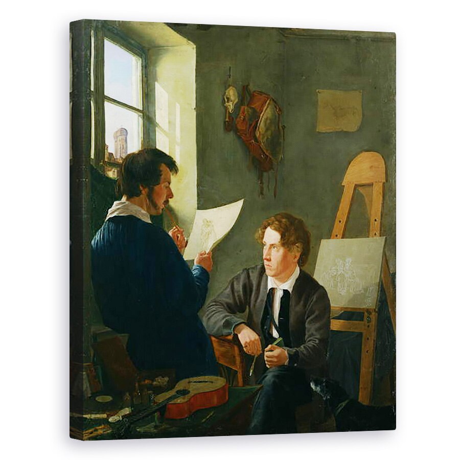 Tablou canvas - Hermann Kauffmann - Hermann Kauffmann si Georg Haeselich 1806-94 in Kauffmanns München Studio, 80 x 100 cm