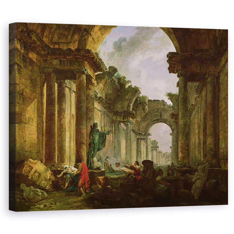 Tablou canvas - Hubert Robert - Vedere imaginara a Marii Galerii a Luvru in ruine, 40 x 50 cm