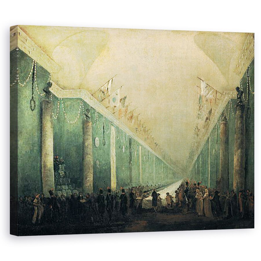 Tablou canvas - Hubert Robert - Banchet dat pentru Napoleon Bonaparte 1769-1821 in Grande Galerie de la Luvru, 80 x 100 cm