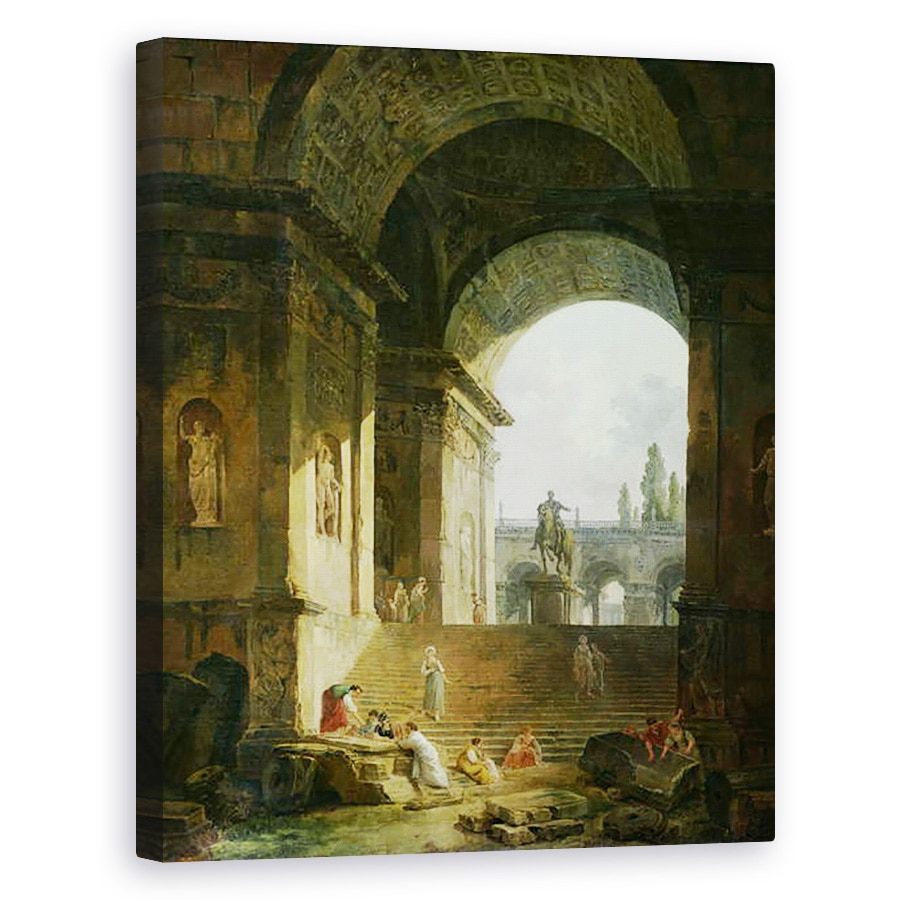 Tablou canvas - Hubert Robert - Vedere pitoreasca a Capitoliului, 80 x 100 cm