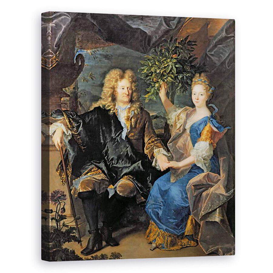Tablou canvas - Hyacinthe Francois Rigaud - Contele Jan-Andrezj Morszstyn 1619-93 si fiica sa, Isabelle Morszstyn-Czartoryski, Ducesa de Klevan, 80 x 100 cm