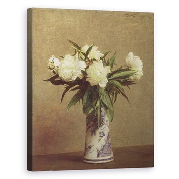 Tablou canvas - Ignace Henri Jean Fantin-Latour - Bujorii intr-o vaza albastra si alba, 80 x 100 cm Tablou canvas - Ignace Henri Jean Fantin-Latour - Bujorii intr-o vaza albastra si alba, 80 x 100 cm